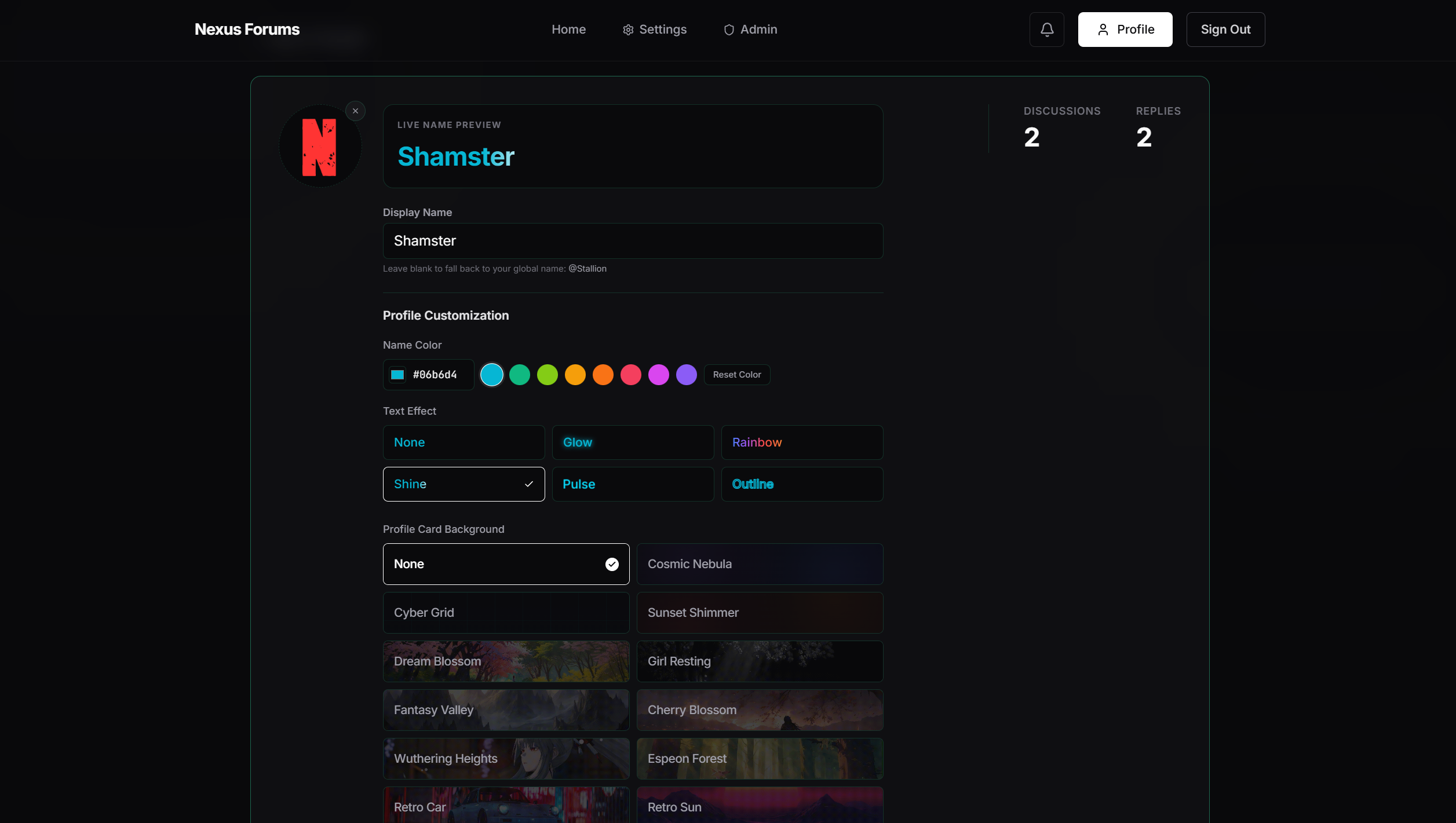 Customize Profile
