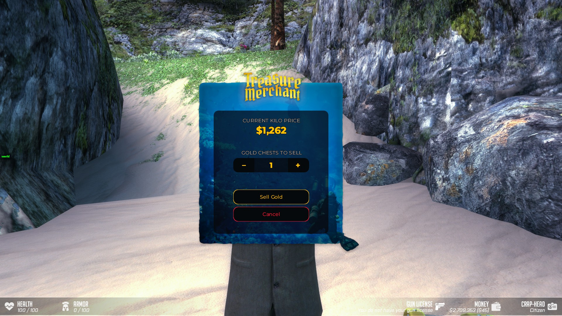 Selling treasure UI
