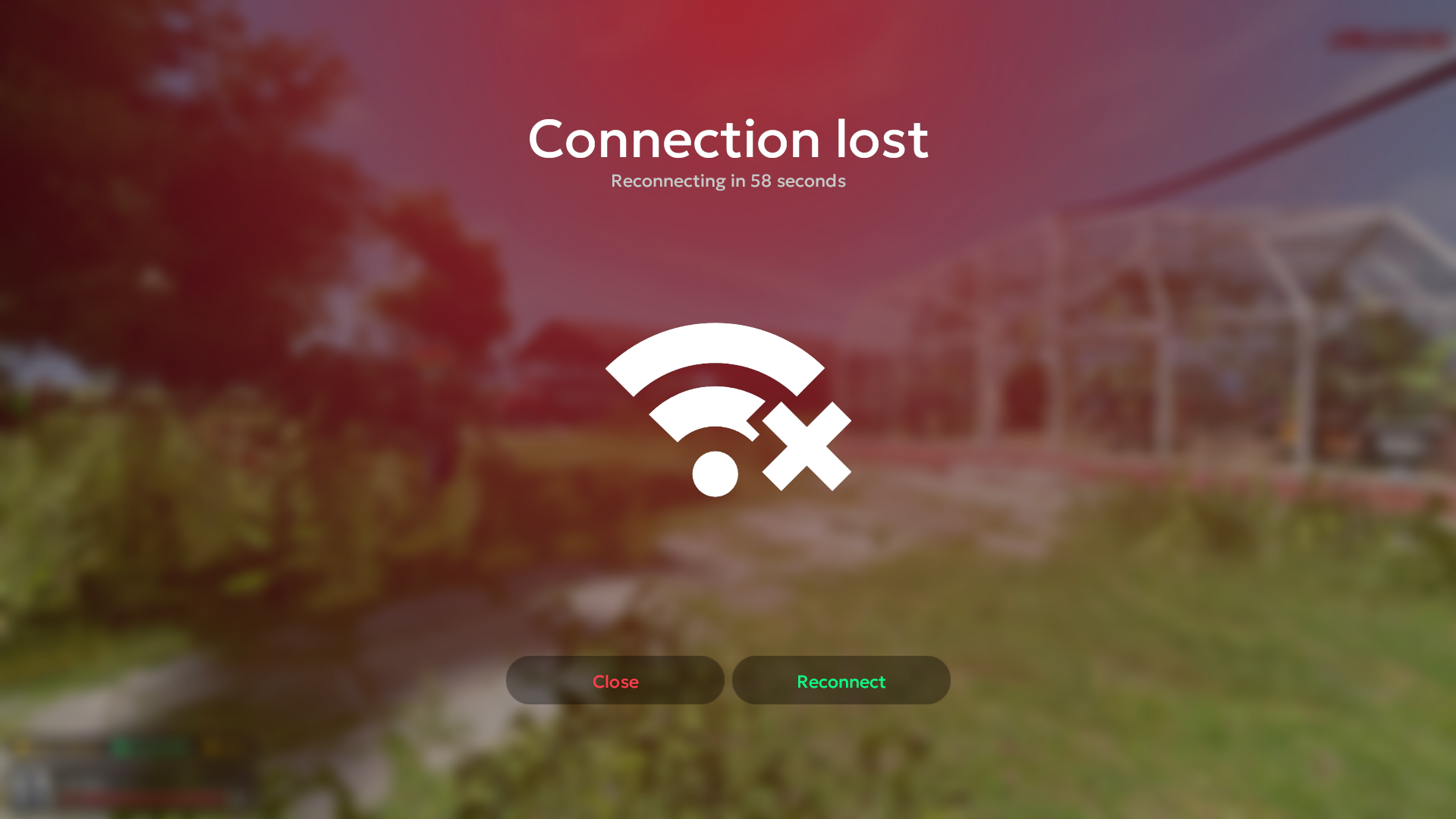 Connection lost panel