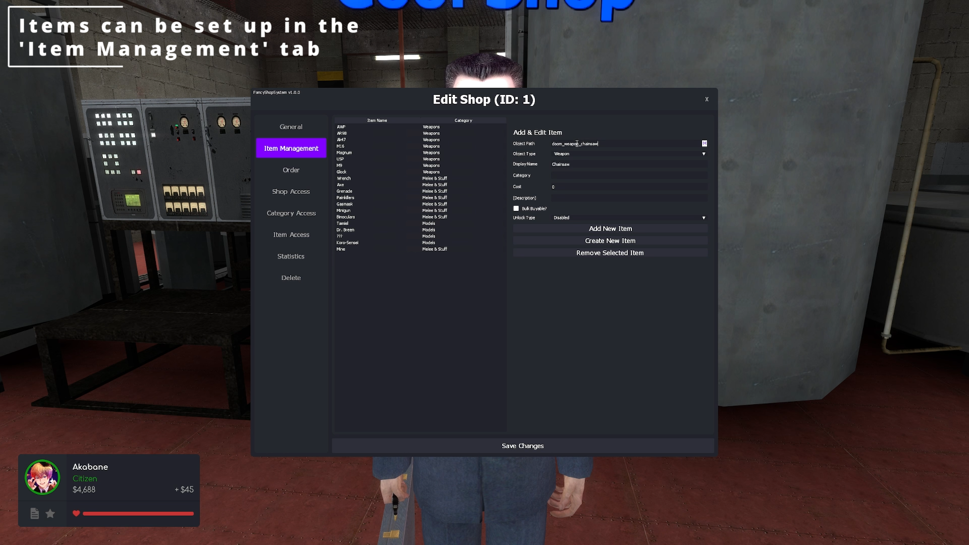 Item Management Configuration