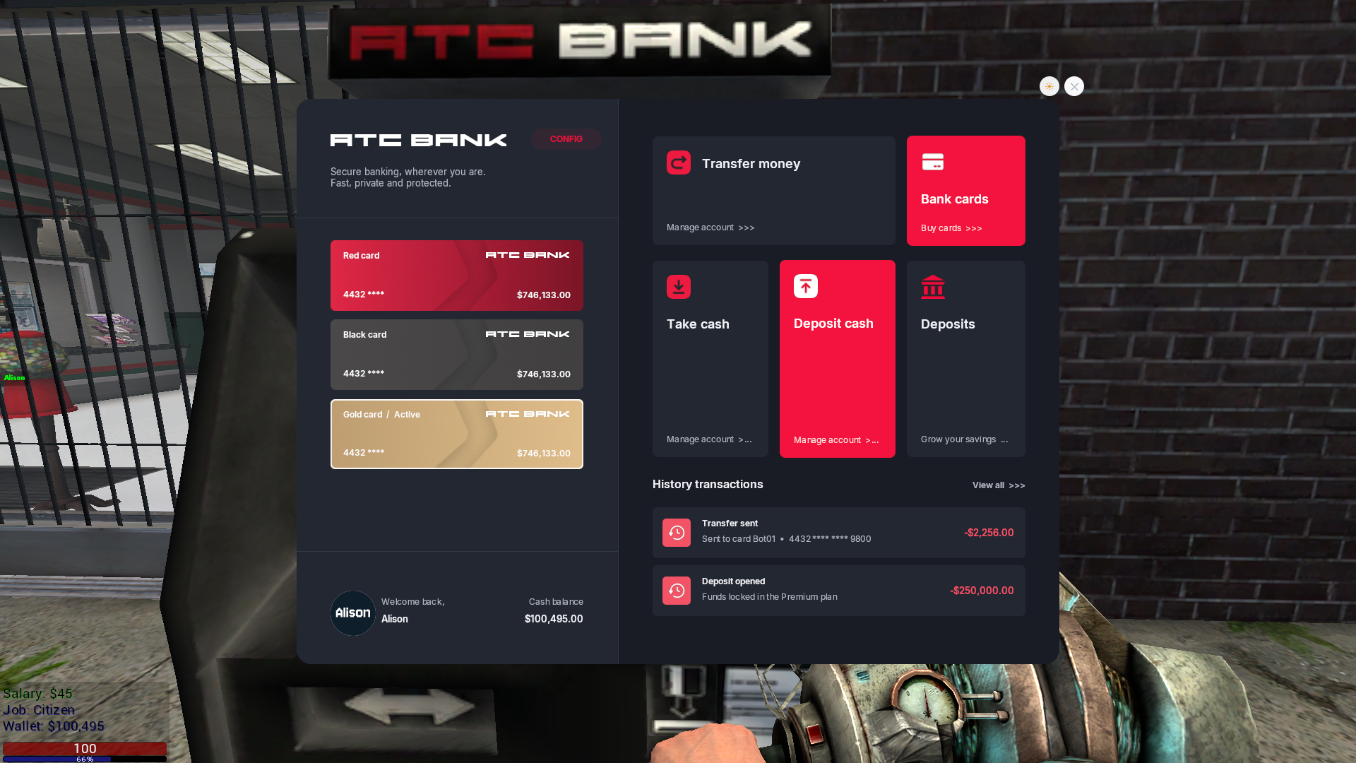 Main menu dark theme