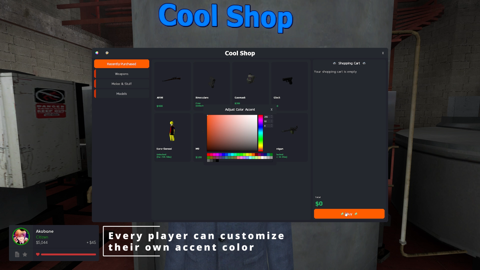 Customizable Shop Colors