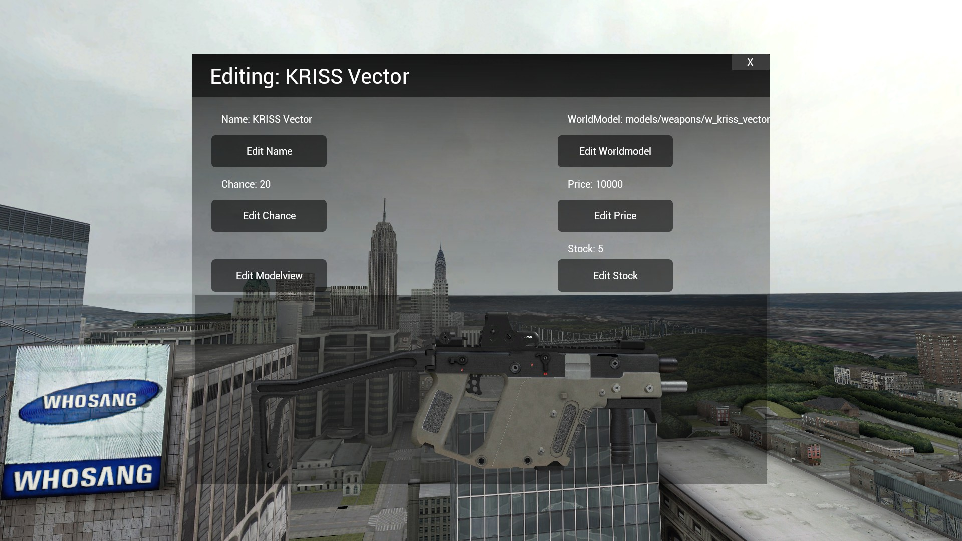 Edit Menu of a Weapon