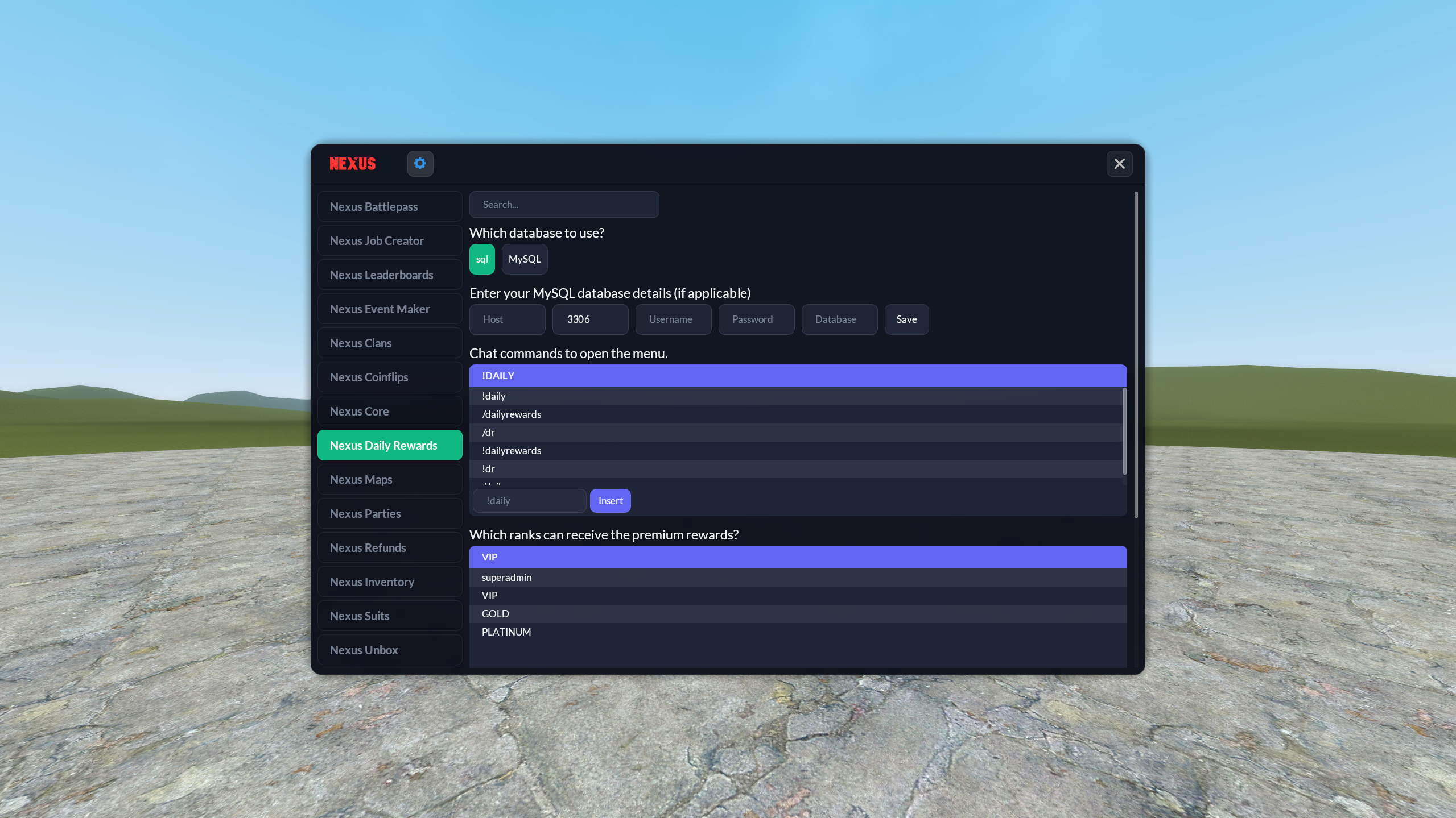 5. In Game Config