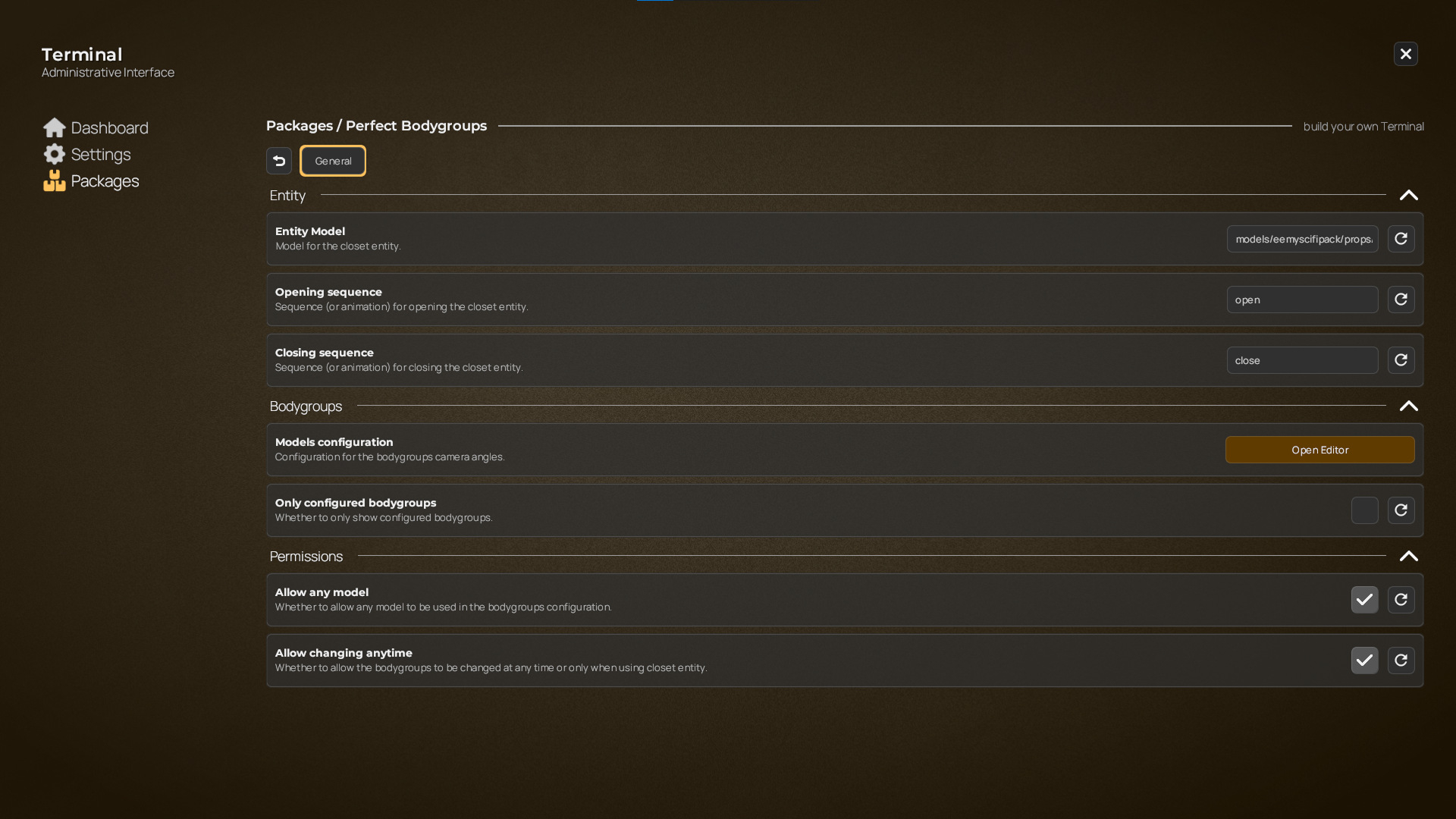 Admin - General configuration