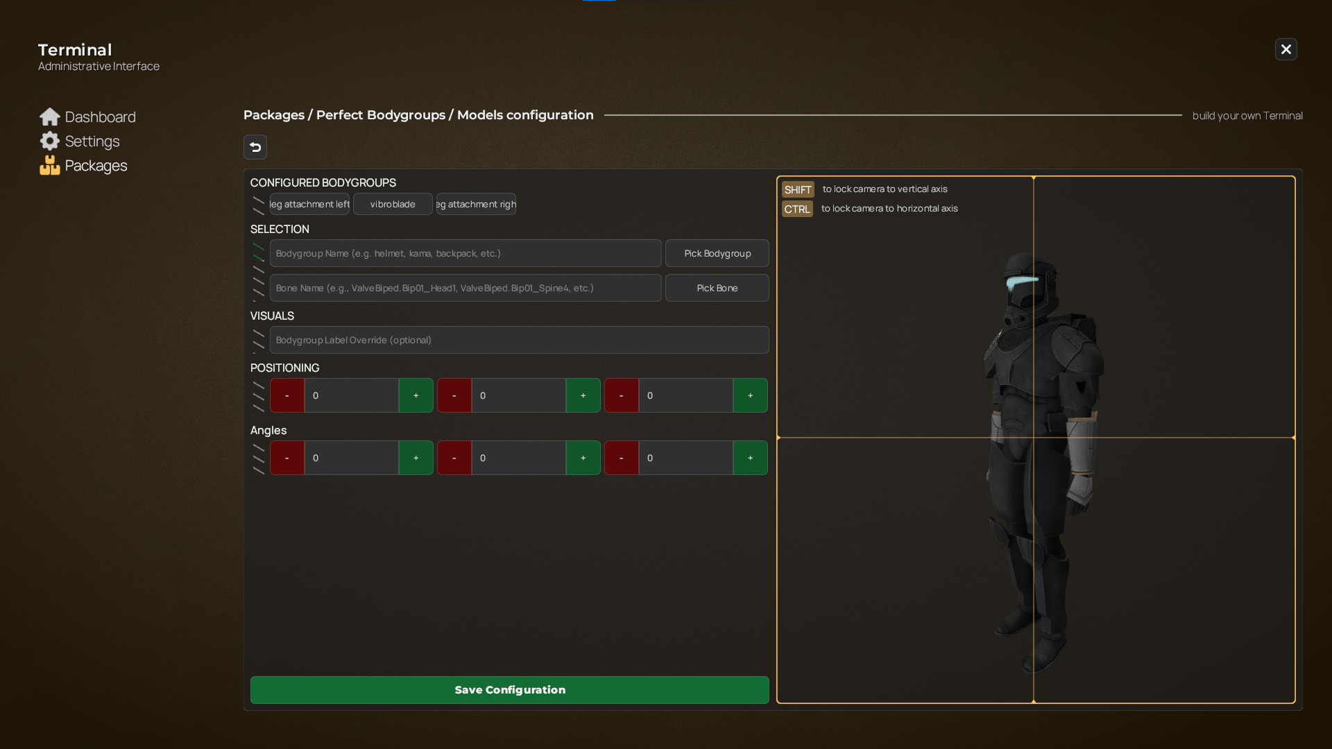 Admin - Specific model configuration