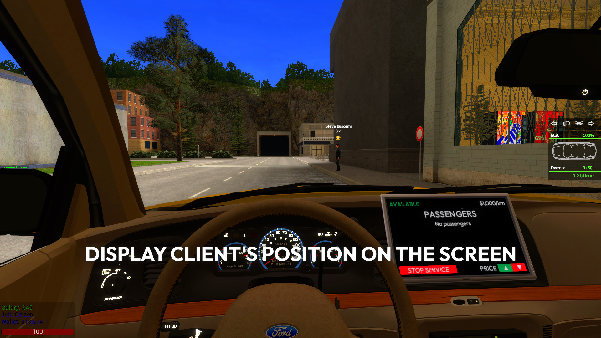 Display client's position on the screen