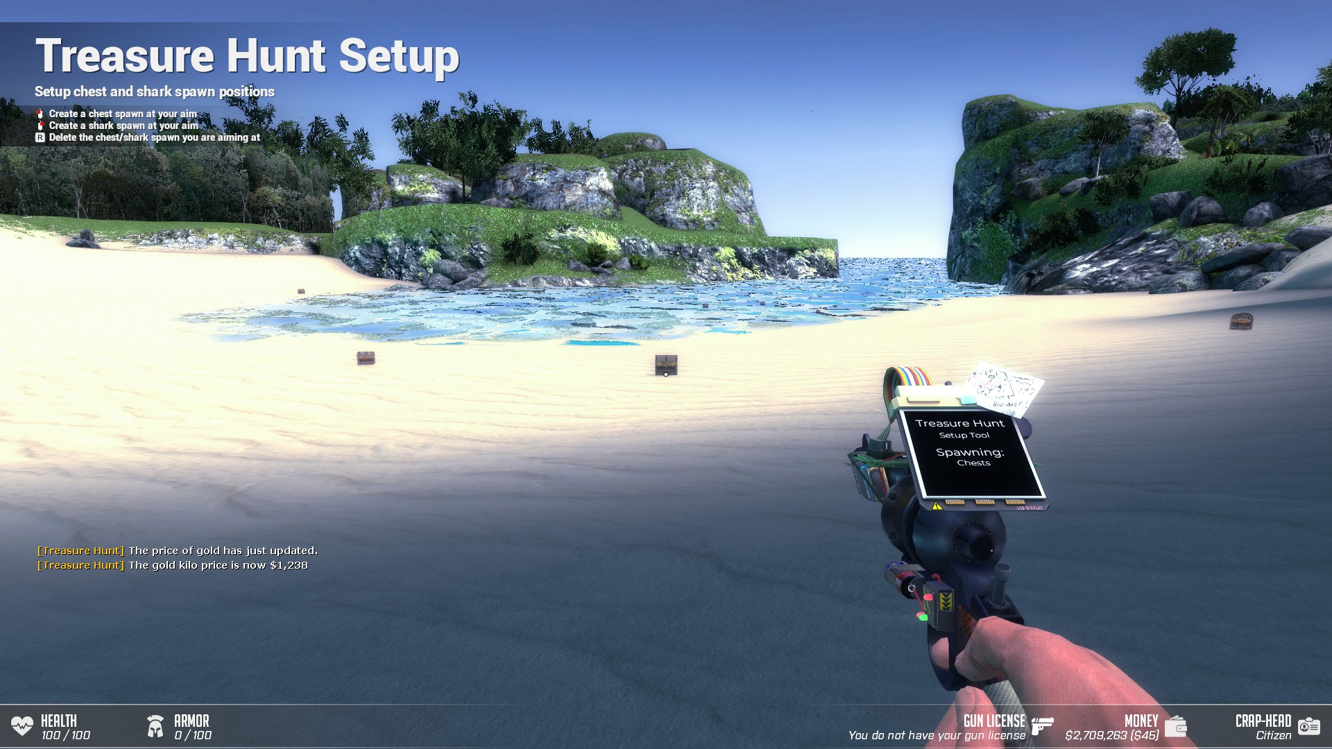 Chest/shark setup tool