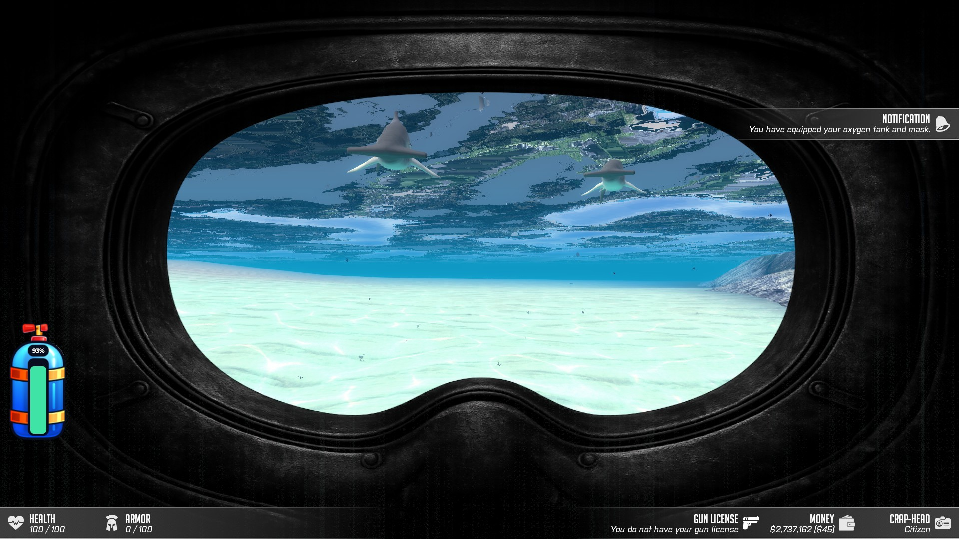 Oxygen mask underwater