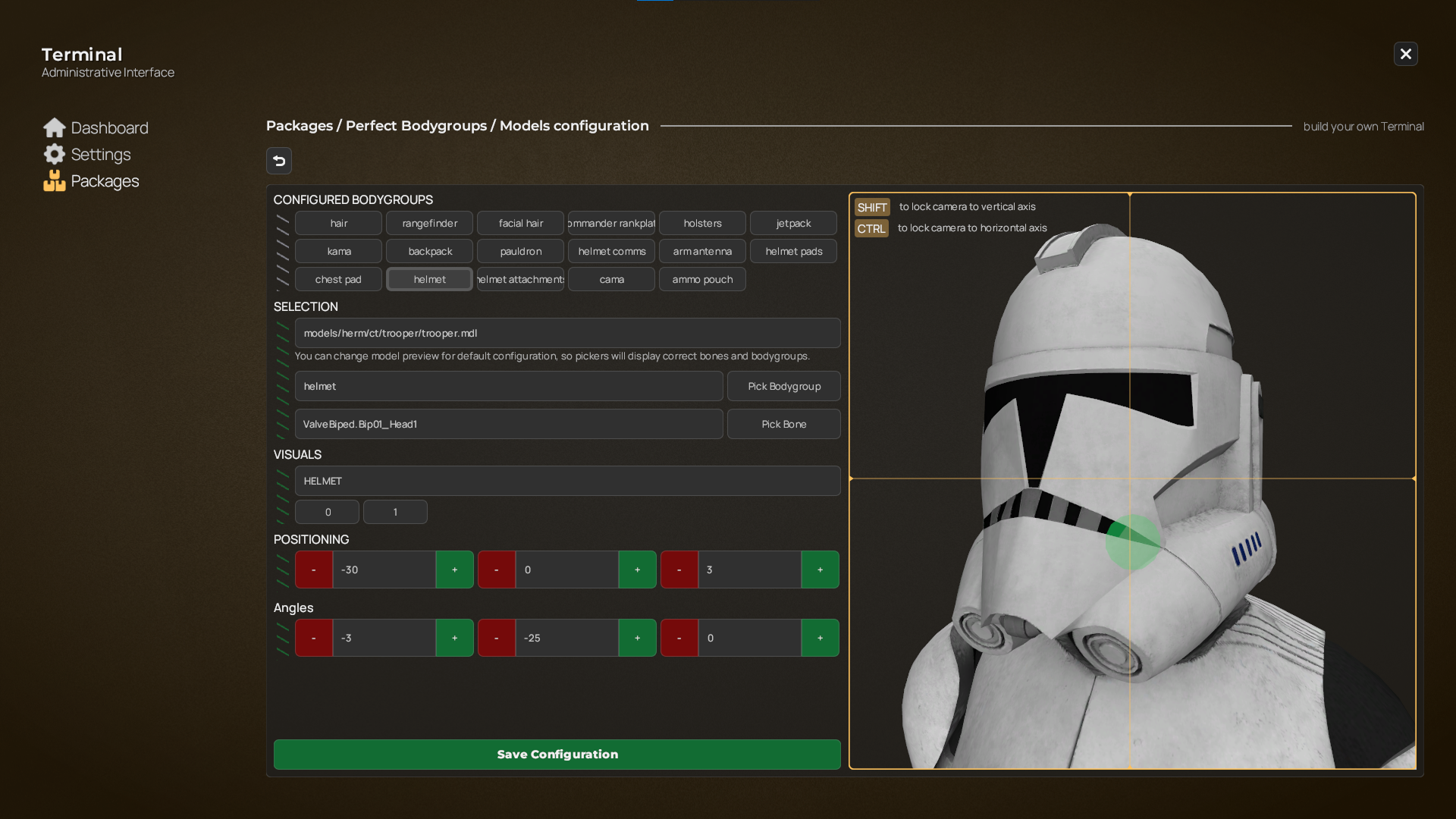 Admin - Defaults configuration