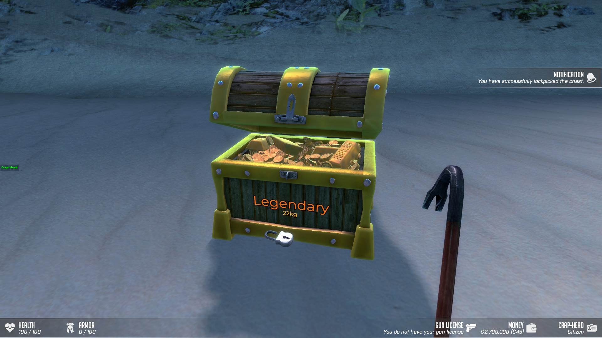 Unlocked treasure