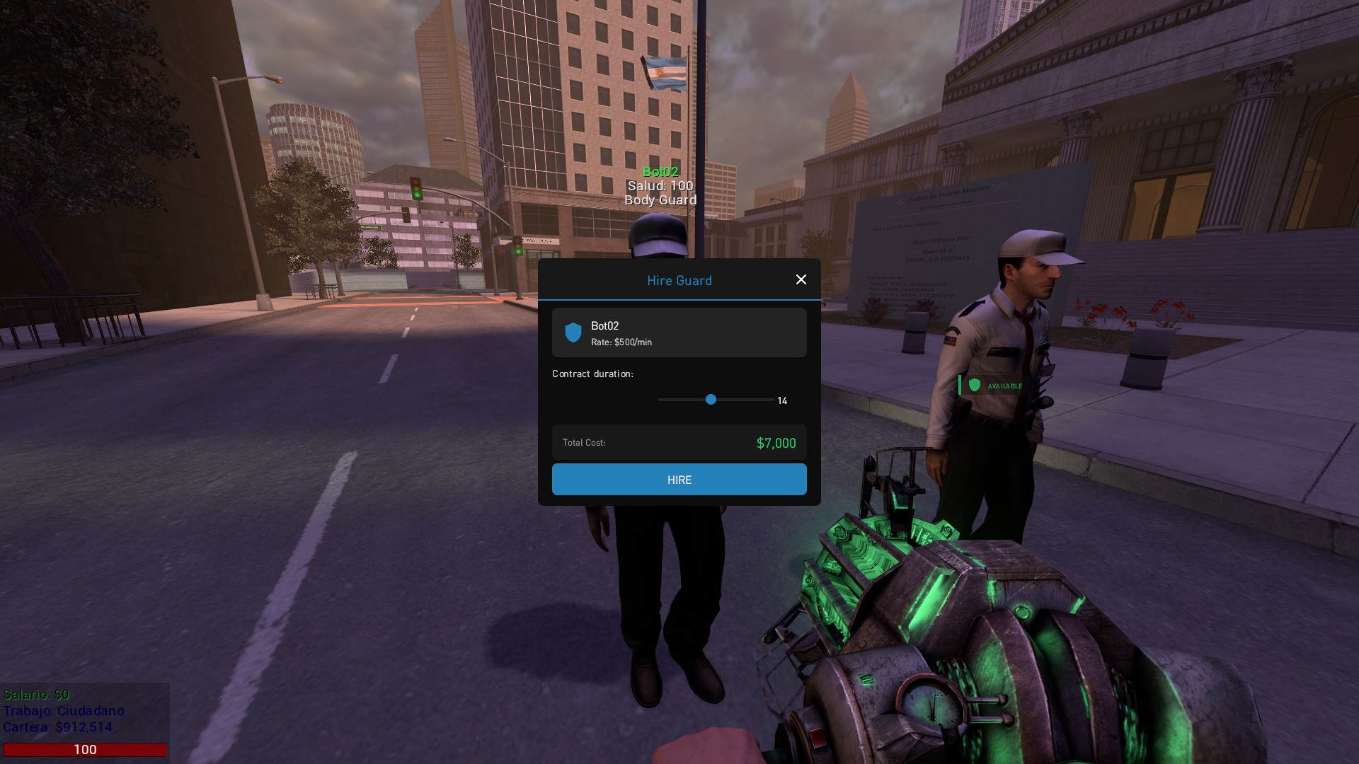 Contract bodyguard menu