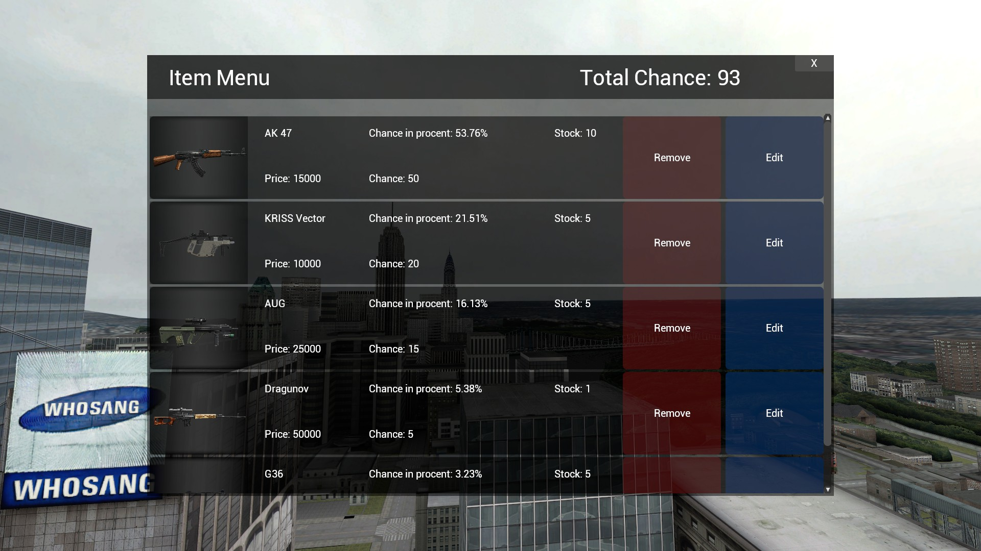 Admin Menu to Configure Blackmarket Items